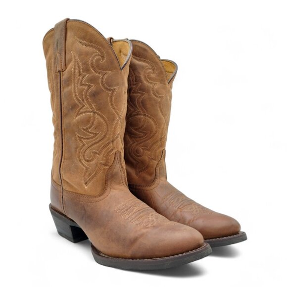 Laredo Maddie Women's Size 8.5 W Distressed Tan Embroidered R Toe Mid Calf Boots - Picture 10 of 16